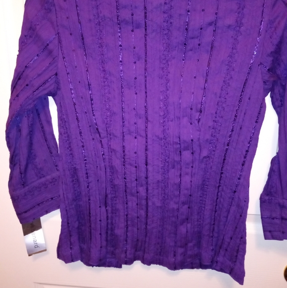 Harve Bernard Eggplant Purple Evening Blouse Beads Embroidery Size Small - Picture 2 of 4